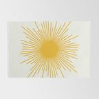 Mustard Yellow Retro Sun on Off White Rug Gallery Image 2