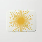 Mustard Yellow Retro Sun on Off White Bath Mat Gallery Image 1