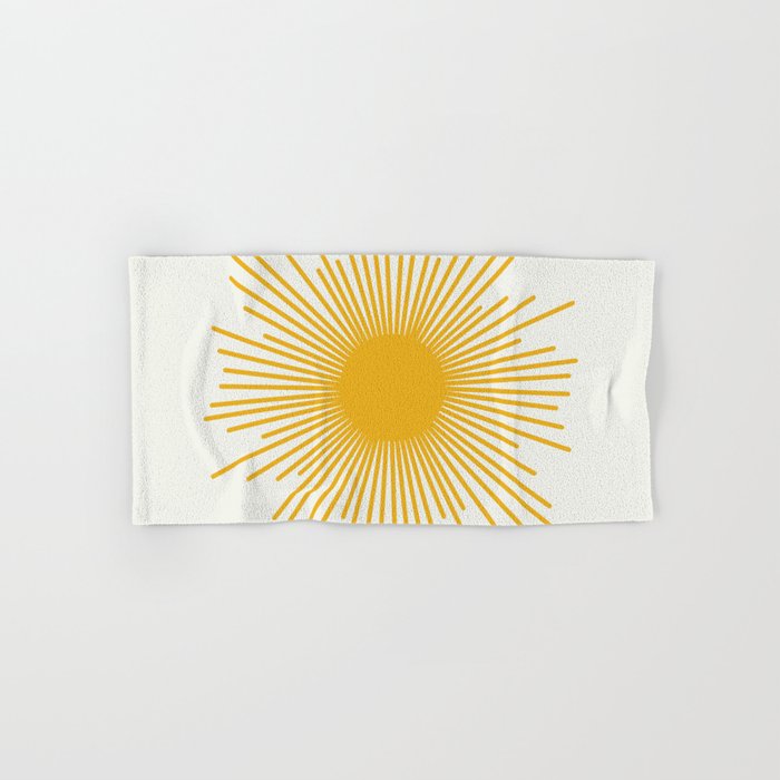 Mustard Yellow Retro Sun on Off White Bath Towel Gallery Image 1