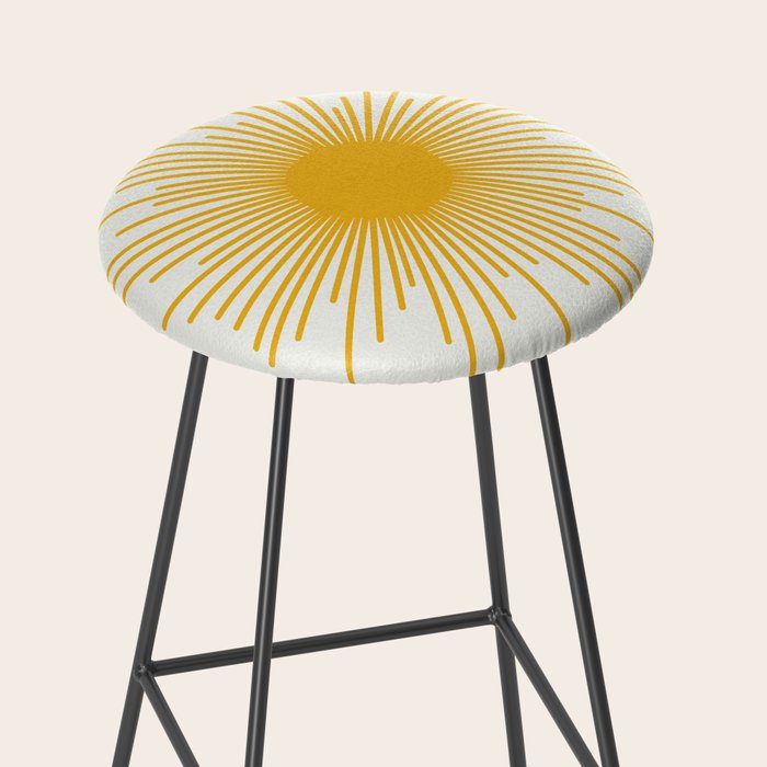 Mustard Yellow Retro Sun on Off White Stool Gallery Image 2