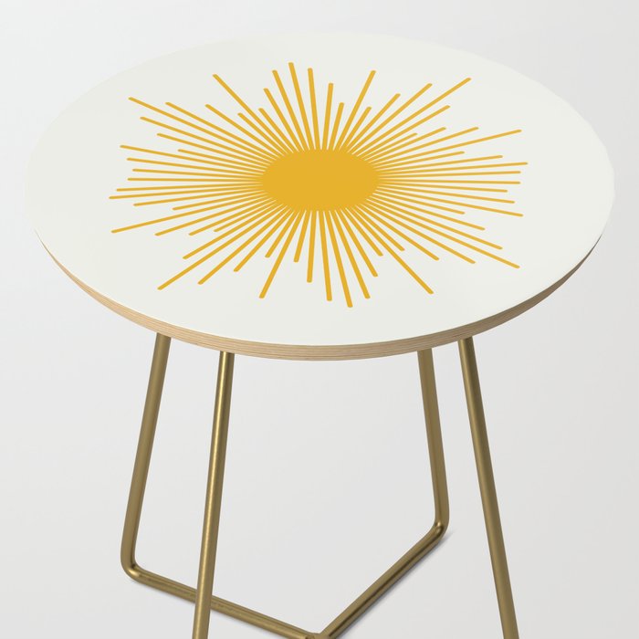 Mustard Yellow Retro Sun on Off White Side Table Gallery Image 2