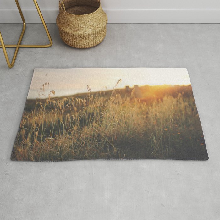 Golden - Beach vegetation at sunset - Botanic, nature and golden light Rug Gallery Image 1