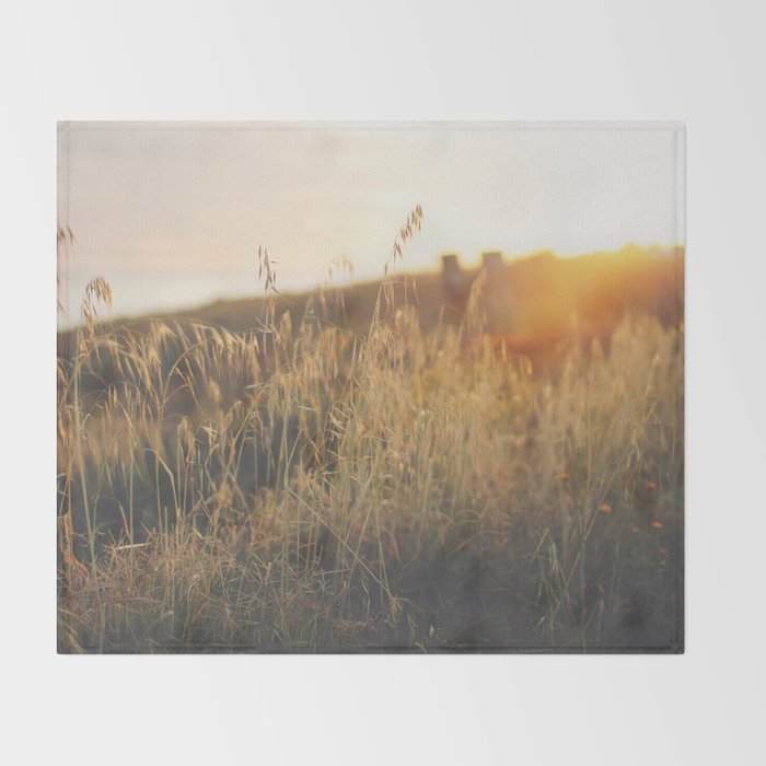 Golden - Beach vegetation at sunset - Botanic, nature and golden light Throw Blanket Gallery Image 2