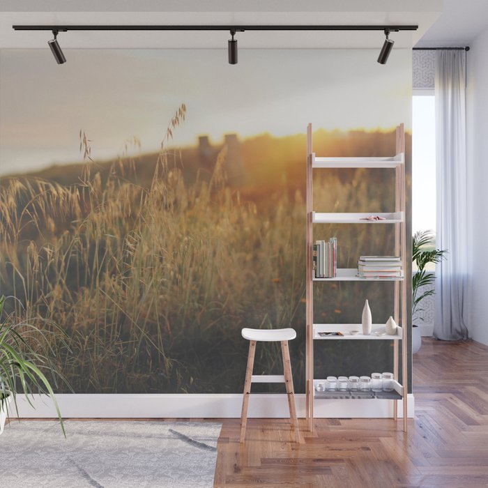 Golden - Beach vegetation at sunset - Botanic, nature and golden light Wall Mural Gallery Image 1
