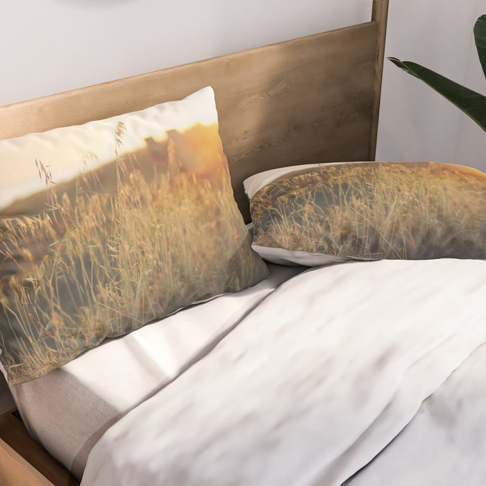 Golden - Beach vegetation at sunset - Botanic, nature and golden light Pillow Sham Gallery Image 2