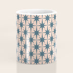 Mid Century Modern Atomic Stars Steel Teal Blue and Pale Blush Pink Pattern Coffee Mug Gallery Image 4