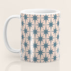 Mid Century Modern Atomic Stars Steel Teal Blue and Pale Blush Pink Pattern Coffee Mug Gallery Image 3