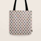 Mid Century Modern Atomic Stars Steel Teal Blue and Pale Blush Pink Pattern Tote Bag Gallery Image 1