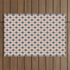 Mid Century Modern Atomic Stars Steel Teal Blue and Pale Blush Pink Pattern Outdoor Rug Gallery Image 1