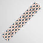 Mid Century Modern Atomic Stars Steel Teal Blue and Pale Blush Pink Pattern Table Runner Gallery Image 3