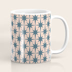 Mid Century Modern Atomic Stars Steel Teal Blue and Pale Blush Pink Pattern Coffee Mug Gallery Image 1