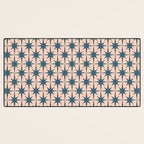 Mid Century Modern Atomic Stars Steel Teal Blue and Pale Blush Pink Pattern Desk Mat Gallery Image 3
