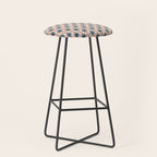 Mid Century Modern Atomic Stars Steel Teal Blue and Pale Blush Pink Pattern Stool Gallery Image 1