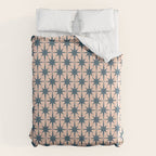 Mid Century Modern Atomic Stars Steel Teal Blue and Pale Blush Pink Pattern Duvet Cover Gallery Image 6