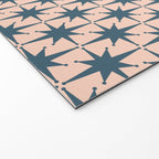 Mid Century Modern Atomic Stars Steel Teal Blue and Pale Blush Pink Pattern Welcome Mat Gallery Image 2