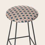 Mid Century Modern Atomic Stars Steel Teal Blue and Pale Blush Pink Pattern Stool Gallery Image 2