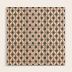 Mid Century Modern Atomic Stars Steel Teal Blue and Pale Blush Pink Pattern Wood Wall Art Gallery Image 1