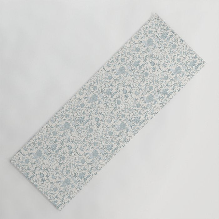 Hand Drawn Jacobean Floral - Teal Beige Yoga Mat Gallery Image 1