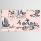 Toile de Jouy Vintage French Blush Pink & Black Pattern Tablecloth Gallery Image 2