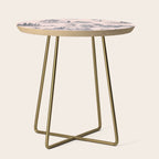 Toile de Jouy Vintage French Blush Pink & Black Pattern Side Table Gallery Image 1