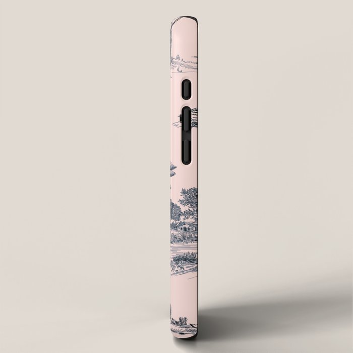 Toile de Jouy Vintage French Blush Pink & Black Pattern iPhone Case Gallery Image 2
