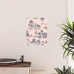 Toile de Jouy Vintage French Blush Pink & Black Pattern Poster Gallery Image 2