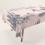 Toile de Jouy Vintage French Blush Pink & Black Pattern Tablecloth Gallery Image 1