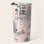 Toile de Jouy Vintage French Blush Pink & Black Pattern Travel Mug Gallery Image 3