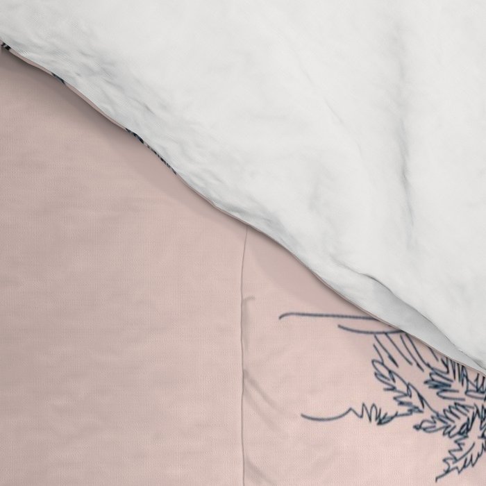 Toile de Jouy Vintage French Blush Pink & Black Pattern Comforter Gallery Image 4