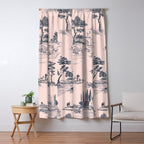 Toile de Jouy Vintage French Blush Pink & Black Pattern Window Curtain Gallery Image 5