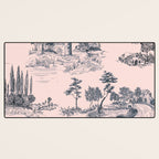Toile de Jouy Vintage French Blush Pink & Black Pattern Desk Mat Gallery Image 3
