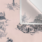 Toile de Jouy Vintage French Blush Pink & Black Pattern Wall Tapestry Gallery Image 3