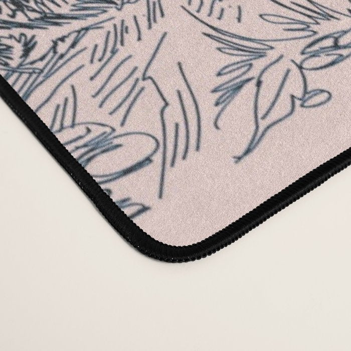 Toile de Jouy Vintage French Blush Pink & Black Pattern Desk Mat Gallery Image 4