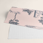 Toile de Jouy Vintage French Blush Pink & Black Pattern Wrapping Paper Gallery Image 2