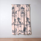 Toile de Jouy Vintage French Blush Pink & Black Pattern Window Curtain Gallery Image 3