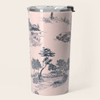 Toile de Jouy Vintage French Blush Pink & Black Pattern Travel Mug Gallery Image 2