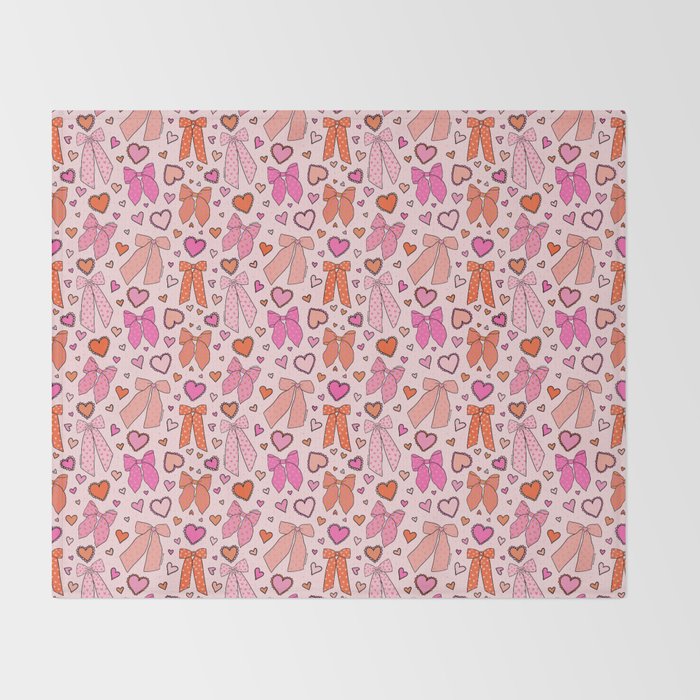 Valentine Bow Print Throw Blanket Gallery Image 2