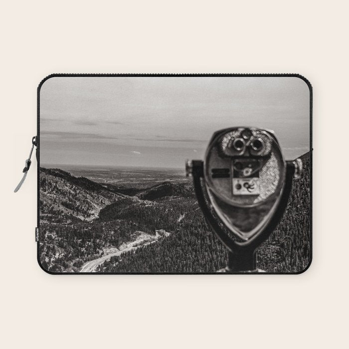 Mountain Tourist Binoculars Black and White Laptop Sleeve Gallery Image 1