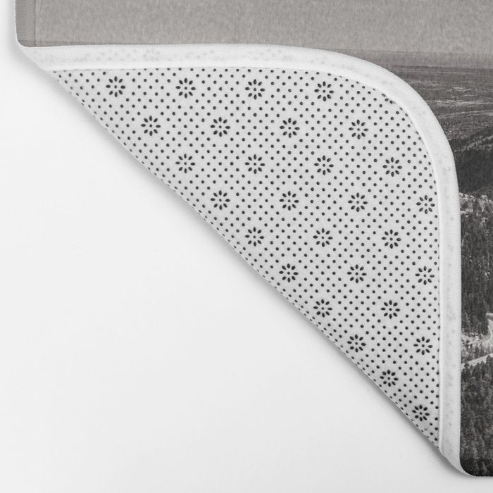 Mountain Tourist Binoculars Black and White Bath Mat Gallery Image 2