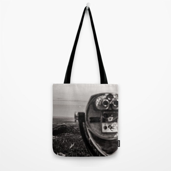 Mountain Tourist Binoculars Black and White Tote Bag Gallery Image 2