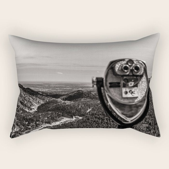 Mountain Tourist Binoculars Black and White Rectangular Pillow Gallery Image 2
