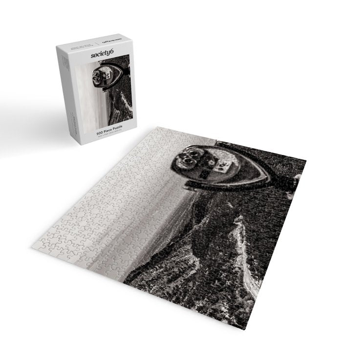 Mountain Tourist Binoculars Black and White Jigsaw Puzzle Gallery Image 2
