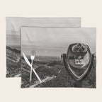 Mountain Tourist Binoculars Black and White Placemat Gallery Image 1