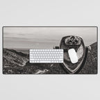 Mountain Tourist Binoculars Black and White Desk Mat Gallery Image 1