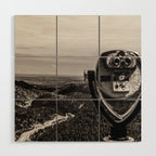 Mountain Tourist Binoculars Black and White Wood Wall Art Gallery Image 1