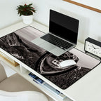 Mountain Tourist Binoculars Black and White Desk Mat Gallery Image 2