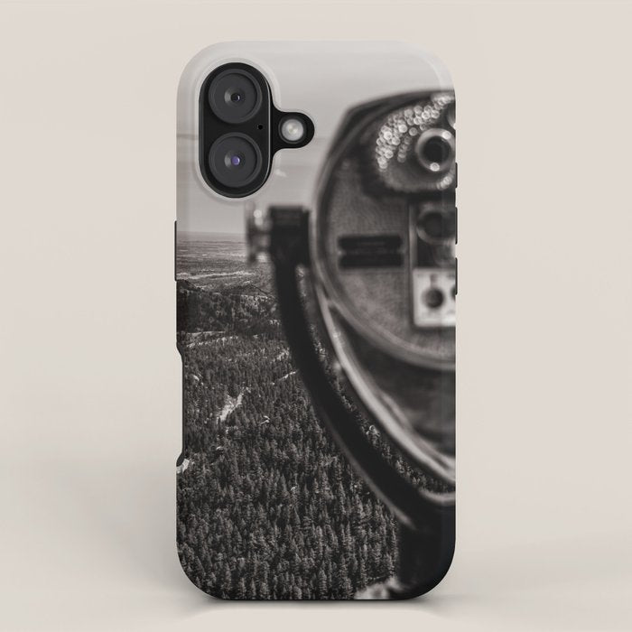 Mountain Tourist Binoculars Black and White iPhone Case Gallery Image 1