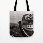 Mountain Tourist Binoculars Black and White Tote Bag Gallery Image 1