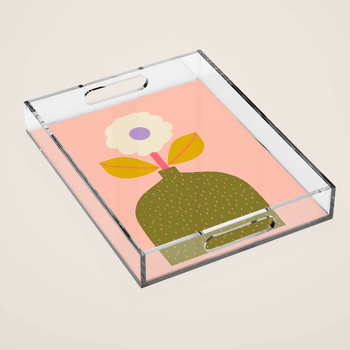 Colorful Modern Floral Vase  Acrylic Tray Gallery Image 1