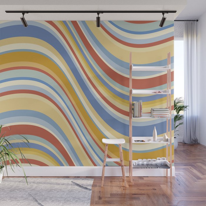 Wavy Stripes VIII - 70s Summer Wall Mural Gallery Image 1